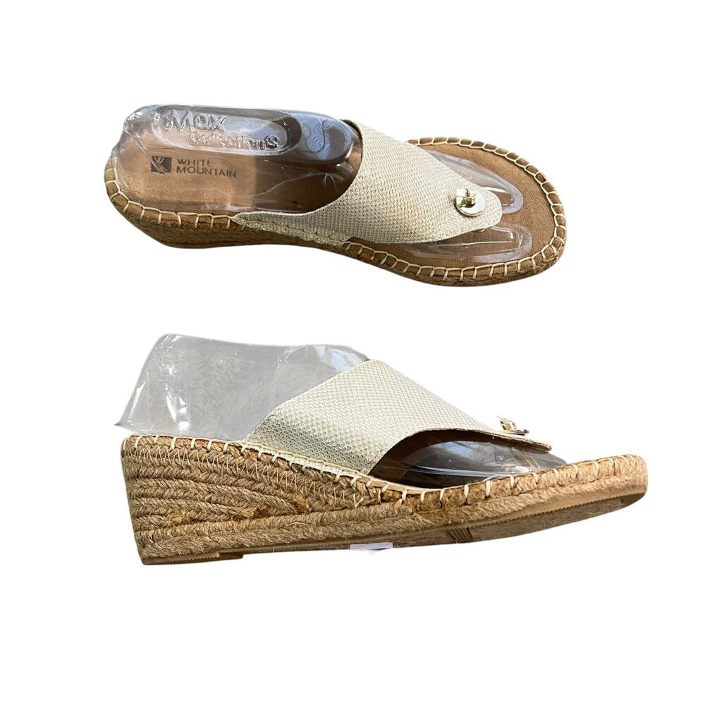 White Mountain  Gold Metallic Thong Jute Sandal Gold Hardware Women's Size 9 - Picture 3 of 10
